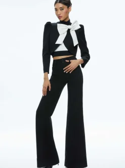 Alice and Olivia Addison Bow Collar Cropped Jacket-Women Jackets + Coats