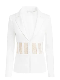 Alice and Olivia Alexia Fitted Sheer Corset Blazer-Women Jackets + Coats