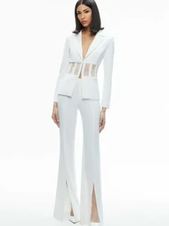 Alice and Olivia Alexia Fitted Sheer Corset Blazer-Women Jackets + Coats