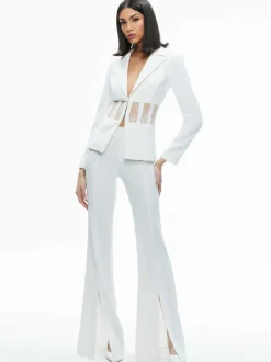 Alice and Olivia Alexia Fitted Sheer Corset Blazer-Women Jackets + Coats