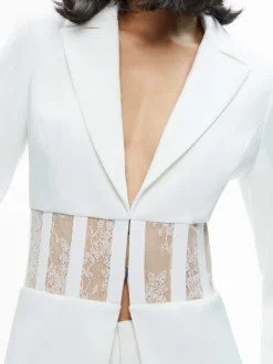 Alice and Olivia Alexia Fitted Sheer Corset Blazer-Women Jackets + Coats