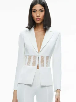 Alice and Olivia Alexia Fitted Sheer Corset Blazer-Women Jackets + Coats