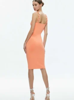 Alice and Olivia Alina Looped Straps Midi Dress-Women Dresses