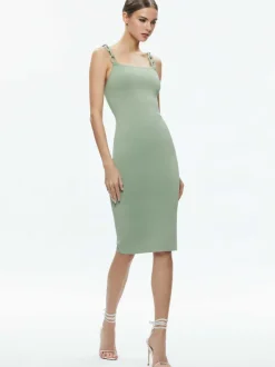 Alice and Olivia Alina Looped Straps Midi Dress-Women Dresses