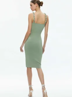 Alice and Olivia Alina Looped Straps Midi Dress-Women Dresses