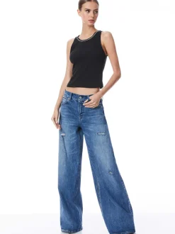 Alice and Olivia Allen Embellished Neck Tank Top-Women Tops