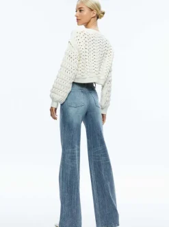 Alice and Olivia Allene Cable Knit Crewneck-Women Sweaters