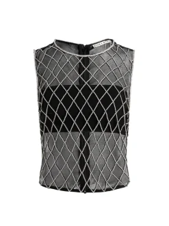 Alice and Olivia Amal Embellished Tank With Bandeau-Women Tops