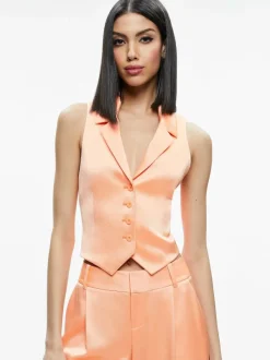 Alice and Olivia Amber Collared Vest + Eric Low Rise Pant-Women Matching Sets