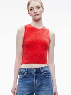 Alice and Olivia Amity Sleeveless Cropped Tank-Women Tops