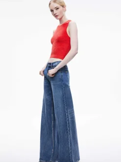 Alice and Olivia Amity Sleeveless Cropped Tank-Women Tops