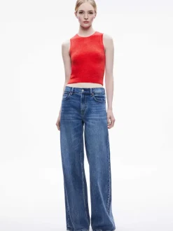 Alice and Olivia Amity Sleeveless Cropped Tank-Women Tops