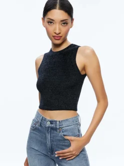 Alice and Olivia Amity Sleeveless Cropped Tank-Women Tops