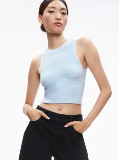 Alice and Olivia Amity Sleeveless Cropped Tank-Women Tops