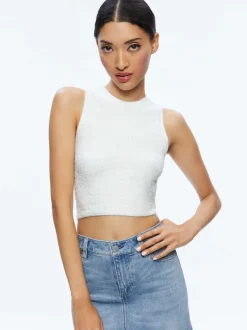 Alice and Olivia Amity Sleeveless Cropped Tank-Women Tops