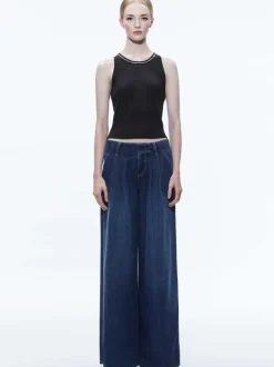 Alice and Olivia Anders Low Rise Pleated Jean-Women Pants