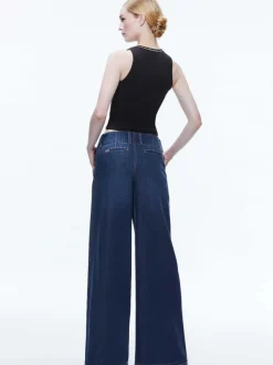 Alice and Olivia Anders Low Rise Pleated Jean-Women Pants