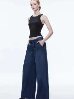 Alice and Olivia Anders Low Rise Pleated Jean-Women Pants