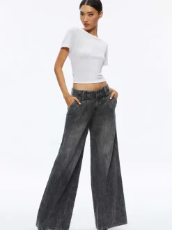 Alice and Olivia Anders Low Rise Pleated Jean-Women Pants