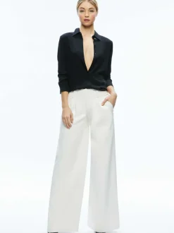 Alice and Olivia Anders Vegan Leather Low Rise Pant-Women Pants