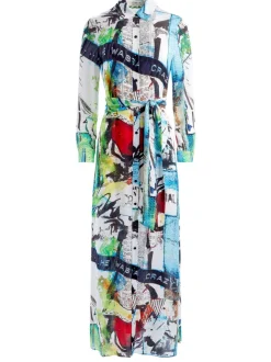 Alice and Olivia A+O X Basquiat Chassidy Maxi Shirt Dress-Women Dresses