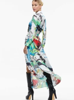 Alice and Olivia A+O X Basquiat Chassidy Maxi Shirt Dress-Women Dresses