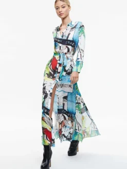 Alice and Olivia A+O X Basquiat Chassidy Maxi Shirt Dress-Women Dresses