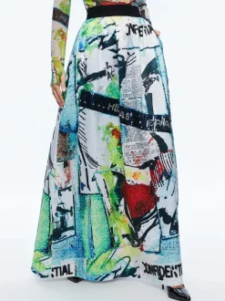 Alice and Olivia A+O X Basquiat Tina Embellished Maxi Skirt-Women Skirts