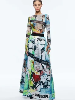 Alice and Olivia A+O X Basquiat Tina Embellished Maxi Skirt-Women Skirts