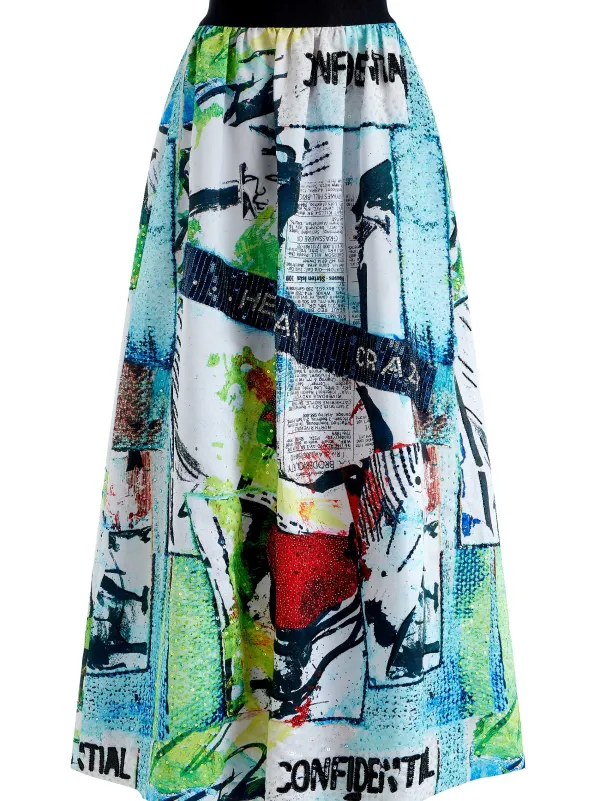 Alice and Olivia A+O X Basquiat Tina Embellished Maxi Skirt-Women Skirts
