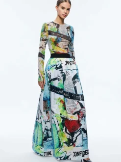 Alice and Olivia A+O X Basquiat Tina Embellished Maxi Skirt-Women Skirts