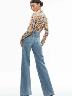 Alice and Olivia A+O X Blair Z Willa Placket Top-Women Tops