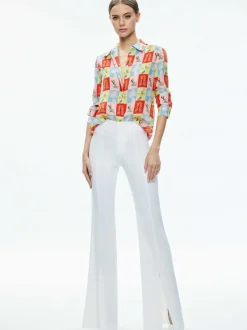 Alice and Olivia A+O X Oris Eddu Willa Placket Top-Women Tops