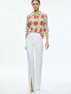 Alice and Olivia A+O X Oris Eddu Willa Placket Top-Women Tops