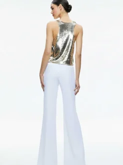 Alice and Olivia Avril Sequin Boxy Tank-Women Tops