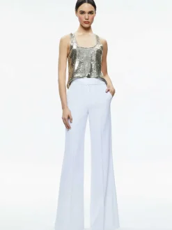 Alice and Olivia Avril Sequin Boxy Tank-Women Tops