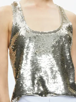 Alice and Olivia Avril Sequin Boxy Tank-Women Tops