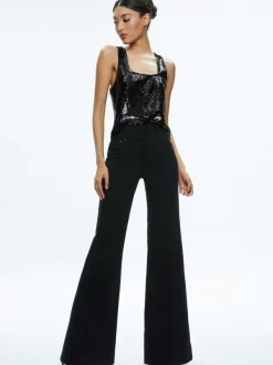 Alice and Olivia Avril Sequin Boxy Tank-Women Tops