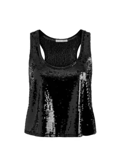 Alice and Olivia Avril Sequin Boxy Tank-Women Tops