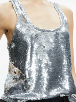 Alice and Olivia Avril Sequin Boxy Tank-Women Tops