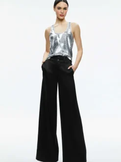 Alice and Olivia Avril Sequin Boxy Tank-Women Tops