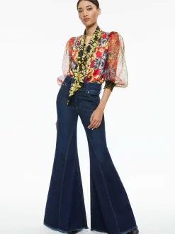 Alice and Olivia Beautiful Seamed Wide Leg Jean-Women Pants