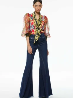 Alice and Olivia Beautiful Seamed Wide Leg Jean-Women Pants