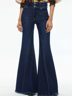 Alice and Olivia Beautiful Seamed Wide Leg Jean-Women Pants