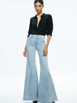 Alice and Olivia Beautiful Seamed Wide Leg Jean-Women Pants