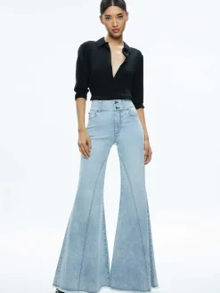 Alice and Olivia Beautiful Seamed Wide Leg Jean-Women Pants