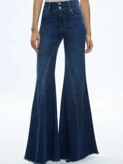 Alice and Olivia Beautiful Seamed Wide Leg Jean-Women Pants
