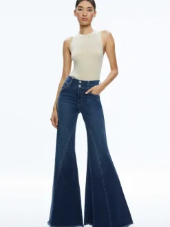 Alice and Olivia Beautiful Seamed Wide Leg Jean-Women Pants