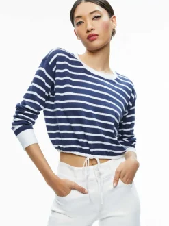 Alice and Olivia Bernetta Cropped Drawstring Pullover-Women Sweaters