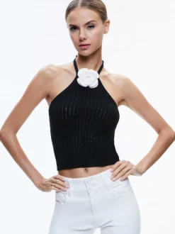 Alice and Olivia Bessie Halter Top-Women Tops